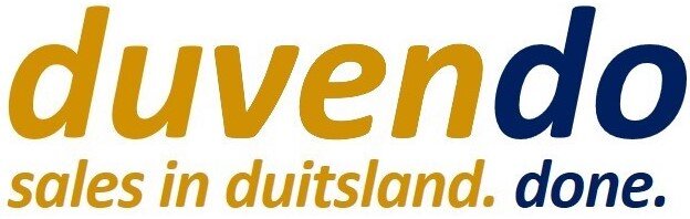 Logo duvendo: sales in duitsland ; in de kleur blauw geel